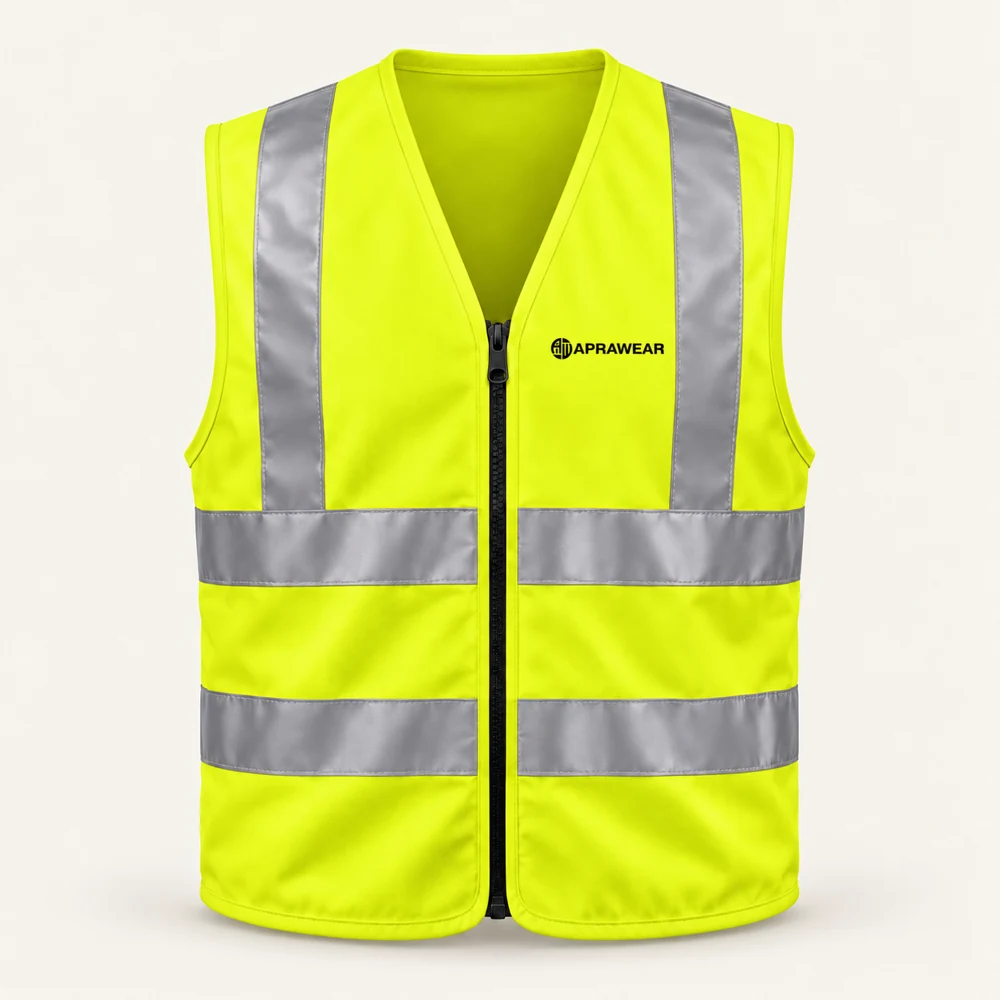 Illustrative APRAWEAR branded hi-vis workwear mockup